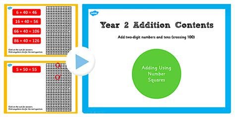 Year 2 Adding 2 Digit Numbers and Tens Crossing 100 With Same 10s