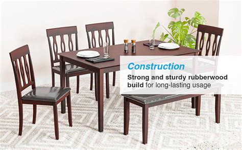 Nilkamal Olivia Solid Rubber Wood Dining Set | 1 Year Warranty (6 ...