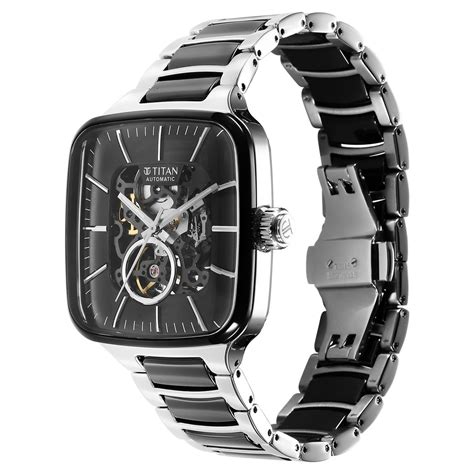 Buy Online Titan Ceramic Fusion Automatic Square Black Dial Silver Dual ...