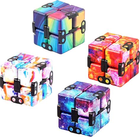 4 Pack Fidget Infinity Cubes, Infinity Cubes Pack Relaxing Hand-Held ...