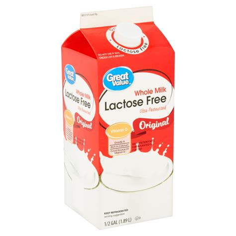 Great Value Lactose Free Whole Vitamin D Milk, Half Gallon, 64 fl oz ...