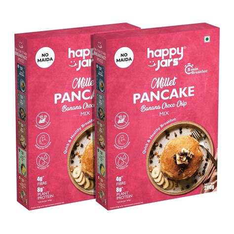 Happy Jars Banana Choco Chip Millet Pancake Instant Mix, No Maida, Uses ...