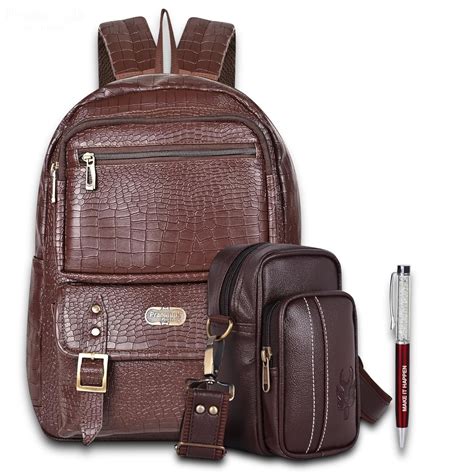 Buy Pramadda Pure Luxury Vegan Leather Casual Backpack & Side Crossbody ...