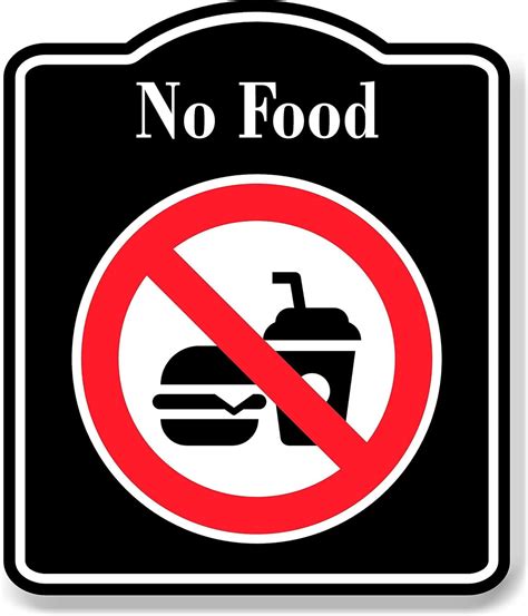 No Food Symbol Prohibition BLACK Aluminum Composite Sign, 8.5"x10 ...
