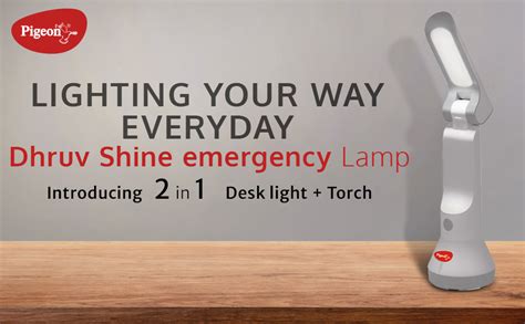 Pigeon Dhruv Shine 2 in 1 Desk and Torch Emergency Lamp with 1200 Mah ...