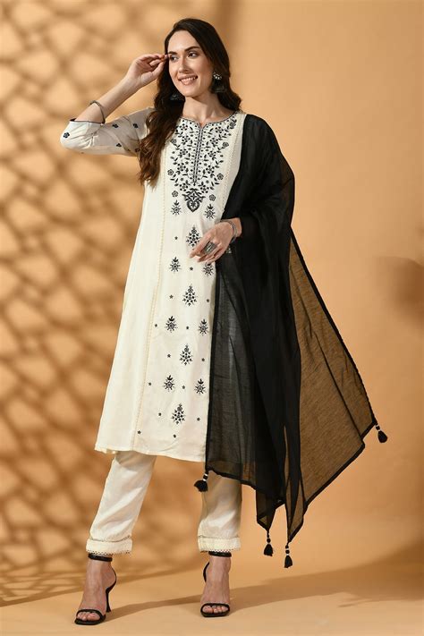 Cream Embroidered Solid Kurta Set – SABHYATA CLOTHING