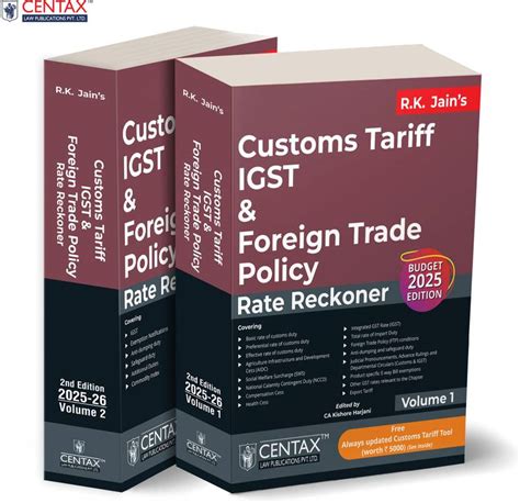 R.K. Jain's Customs Tariff, IGST & Foreign Trade Policy Rate Reckoner ...