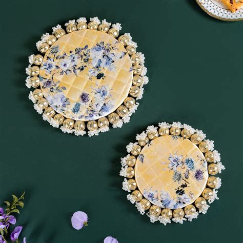 Round Decorative Trivet Mat Set Of 2 Yellow Online - Premium Trivet ...