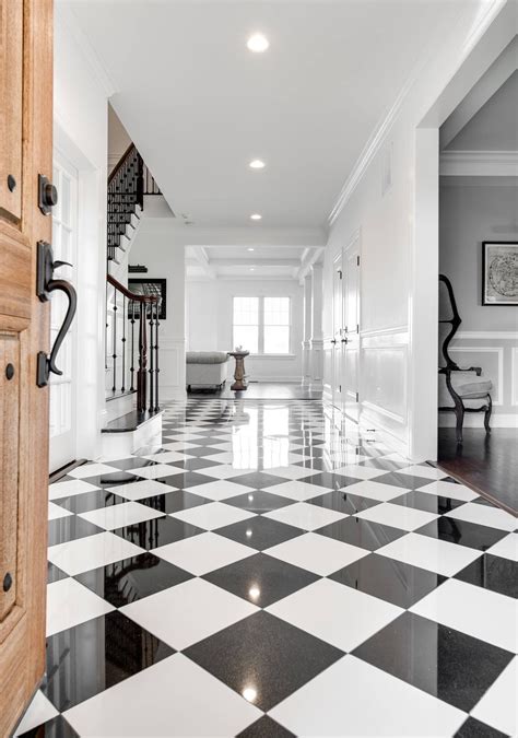 black white floor tiles hallway - Deangelo Bertrand
