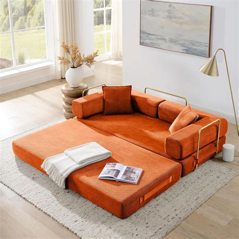 Amazon.com: 4-in-1 Foldable Floor Sleeper Sofa Couch Bed Queen Size ...