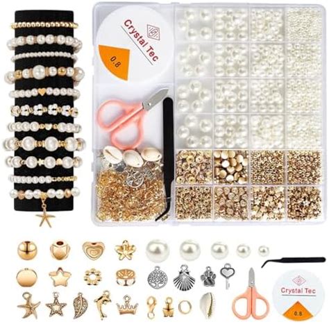SANNIDHI® 1200pcs Pearls Beads for Bracelet Making Kit for Adults ...