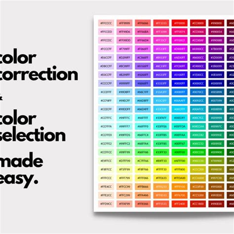 Color Correction HEX Code Color Chart Printable Designer Quick - Etsy ...