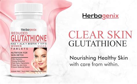 Buy HERBAGENIX Glutathione Tablets For Skin Whitening L-Glutathione ...