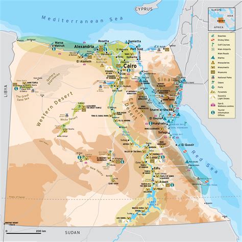 Large detailed travel map of Egypt. Egypt large detailed travel map | Vidiani.com | Maps of all ...
