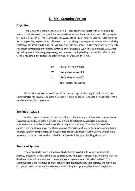 E Mail Scanning Project Abstract - E - Mail Scanning Project Objective ...