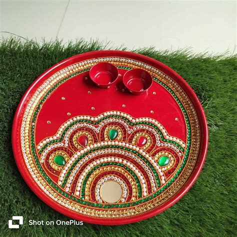 Decorative Pooja Thali For Diwali / Welcome Pooja Thali