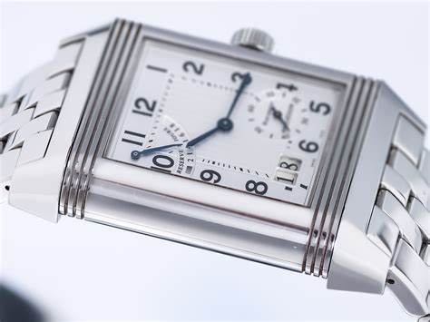 JAEGER LECOULTRE REVERSO GRANDE DATE Ref 240-8-15 Stainless Steel Bracelet Box Papers Bj-2007