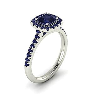 Novel Jewels Vintage Retro Round Blue Stone Wedding Ring White Gold ...