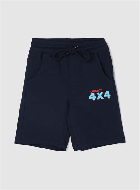Buy Boys Typographic Printed Drawstring Closure Casual Shorts Online at ...