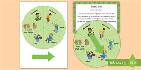 Counting Actions Busy Bag Prompt Card and Resource Pack