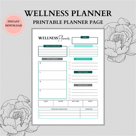 Daily Wellness Planner | A5 Printable Insert | Day Scheduling Planning ...