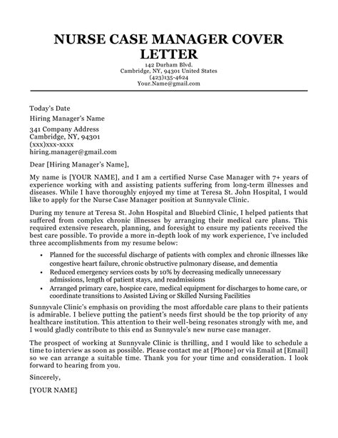 Nurse Case Manager Cover Letter - onorchoonxiouc