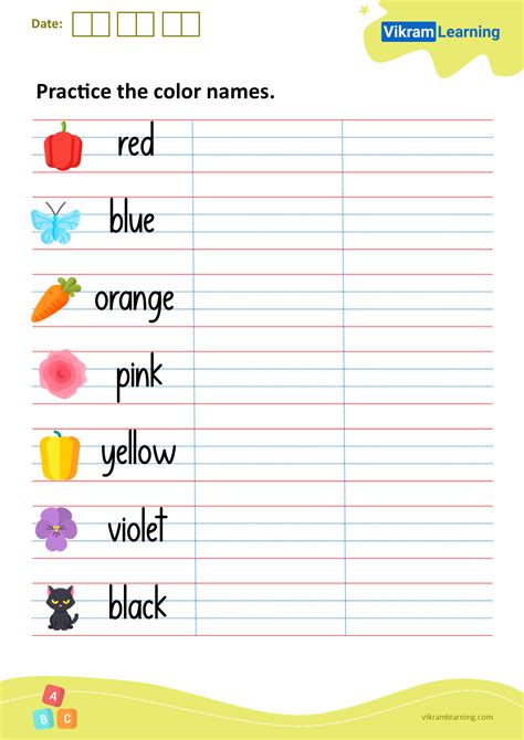 Printable Practice Writing Colors