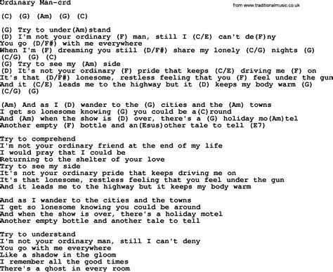 Ordinary Man, by Gordon Lightfoot, lyrics and chords