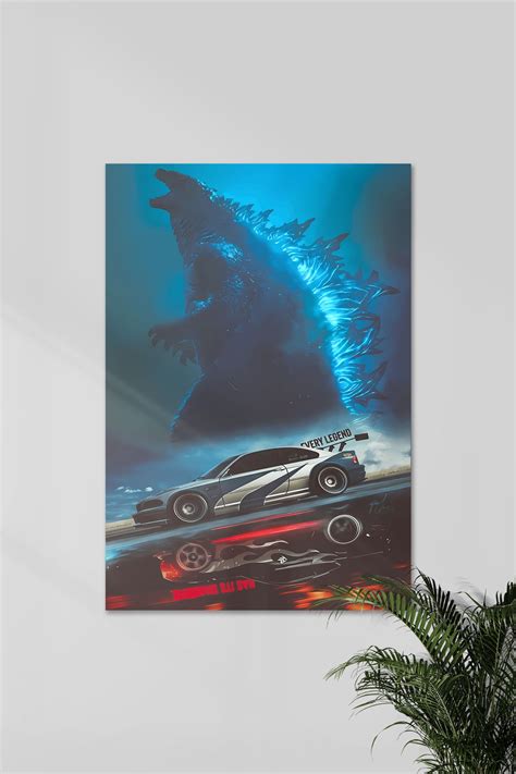 GODZILLA x NISSAN GTR R34 | CONCEPT CARS #03 | CAR POSTERS | Posterized.in