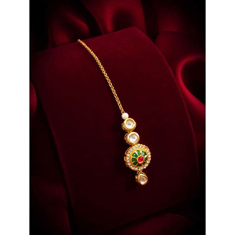 Buy Aadita Green Alloy Gold Plated Maangtikka Online