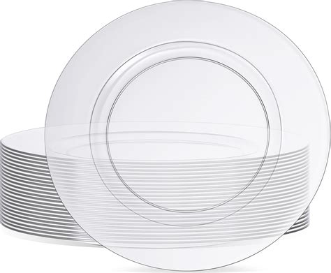 Amazon.com | Tanlade 24 Pack Clear Charger Plates Bulk 13 Inch Round Dinner Chargers Clear ...