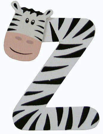 2 3/4" Painted Alphabet Letter "Z" Animal   Paper Crafting  