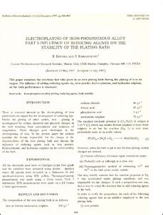 Electroplating of iron-phosphorous alloy part I – influence of reducing ...