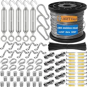 BRISBONN 50M x 2mm 304 Stainless Steel Wire Rope Kit with M5 Turnbuckle ...