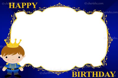 Prince Theme Personalized Kids Happy Birthday Photobooth Frame ...