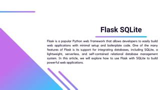 Image result for How to Add SQLite in Flask