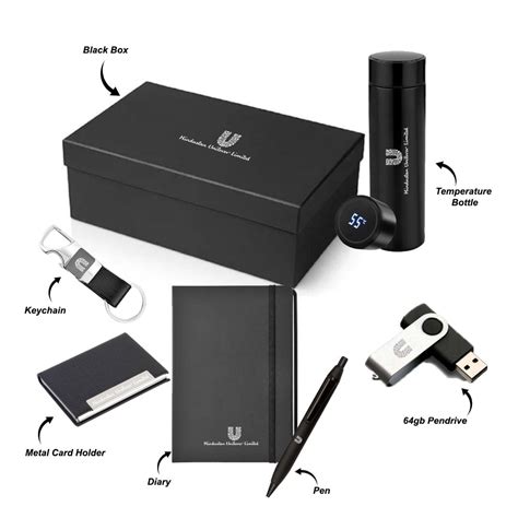 Black Box with Temperature Bottle, Metal Card Holder, Keychain, 64gb ...