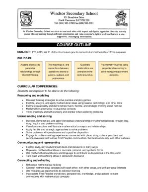 Fillable Online Pre-Calculus 11 - B.C. Curriculum - Gov.bc.ca Fax Email ...