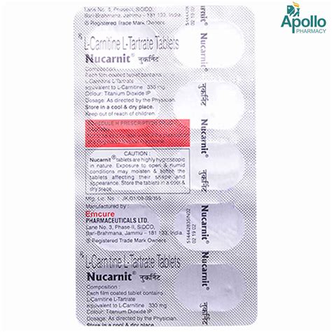 Nucarnit Tablet 10's Price, Uses, Side Effects, Composition - Apollo ...