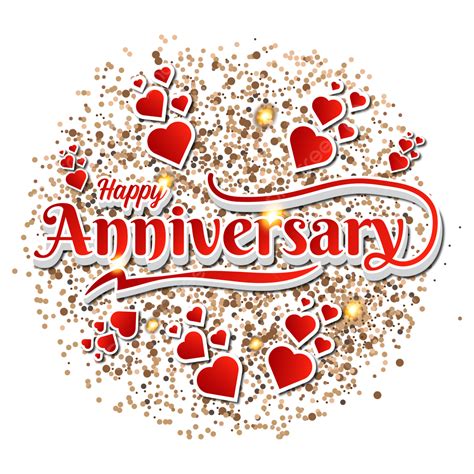Luxury Golden Dots Happy Anniversary Greetings Text Lettering Clipart ...
