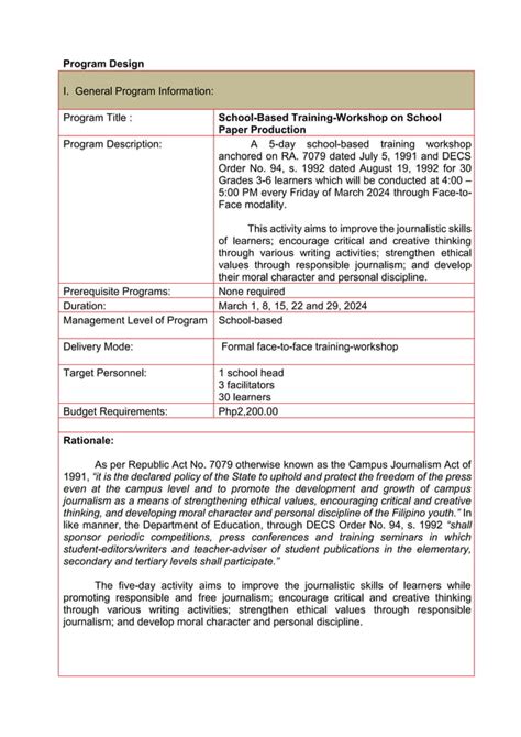 Image result for Samples of Program Paper