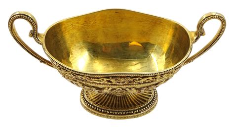 George III silver gilt sauce boat of oval design with two bead edge ...