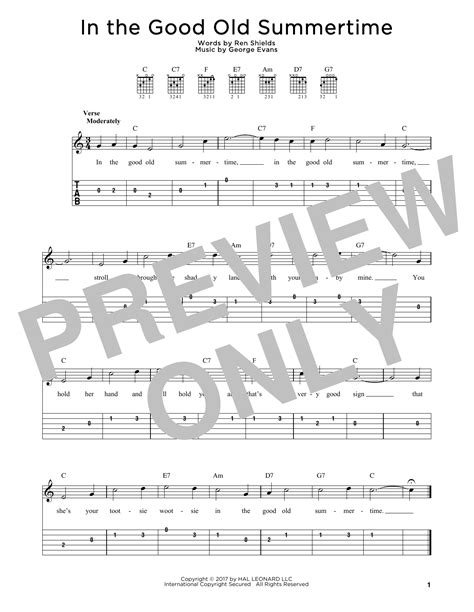 In The Good Old Summertime by Ren Shields and George Evans Sheet Music ...