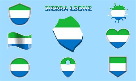 Collection of flat national flags of Sierra Leone with map 46454600 ...