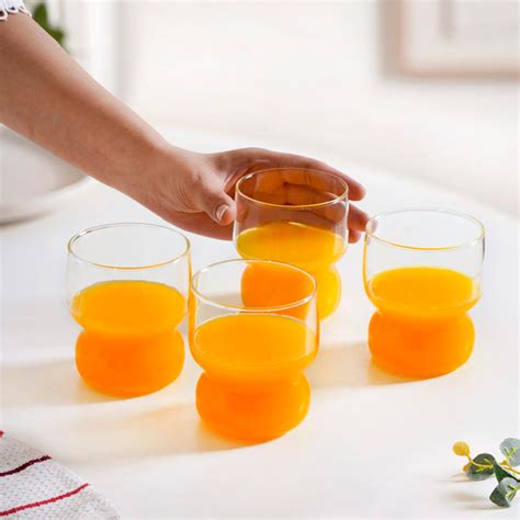 Transparent Borosilicate Glass Tumbler Set Of 4 310ml Online - Premium ...
