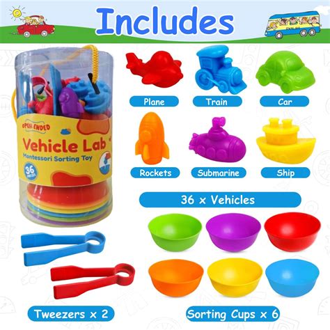Open Ended Vehicle Lab Montessori Sorting Toy (44 Pcs) — Toycra