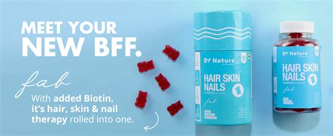 By Nature Hair Skin & Nails Vitamin Gummies - with Biotin, Folic Acid ...