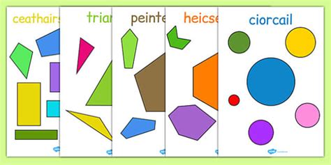 2D Regular and Irregular Shape Posters Gaeilge - Twinkl