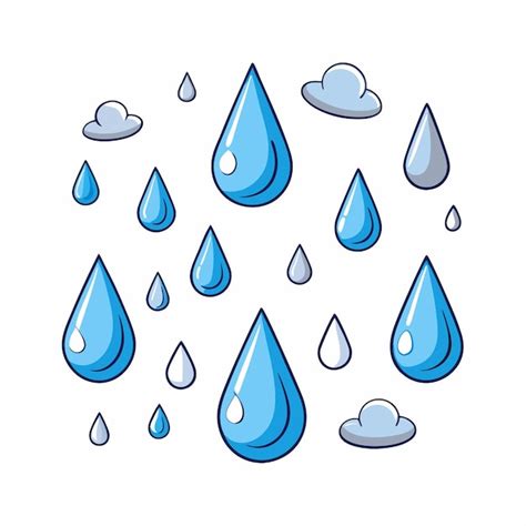 Raindrops forming cute shapes handdrawn set | Premium AI-generated vector