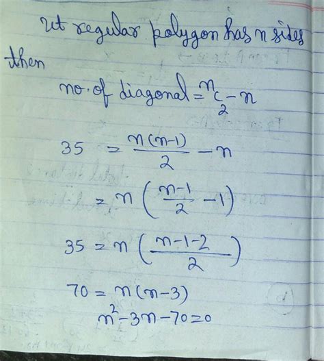 A regular polygon has 35 diagonals. How many sides does it have ...